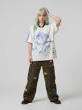 DAXUEN white oversized pixelated anime character tee — model photo