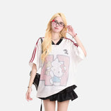 DAXUEN Retro Graphic Mesh Football Shirt