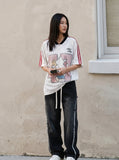 DAXUEN Retro Graphic Mesh Football Shirt
