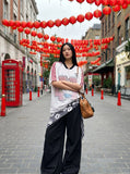 DAXUEN Retro Graphic Mesh Football Shirt