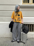 DAXUEN Oversized short-sleeved T-shirt with pixelated graphic — model photo