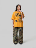 DAXUEN Oversized short-sleeved T-shirt with pixelated graphic — model photo