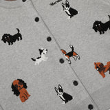 DAXUEN light grey pixelated dog graphic cardigan