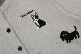 DAXUEN light grey pixelated dog graphic cardigan