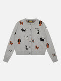 DAXUEN light grey pixelated dog graphic cardigan