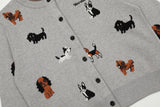 DAXUEN light grey pixelated dog graphic cardigan