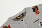 DAXUEN light grey pixelated dog graphic cardigan