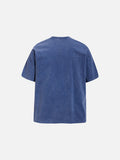 DAXUEN washed blue oversized pixelated face graphic t-shirt