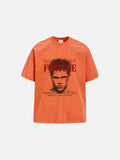 DAXUEN washed blue oversized pixelated face graphic t-shirt