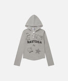 DAXUEN Cropped hooded long-sleeve top with pixelated graphics