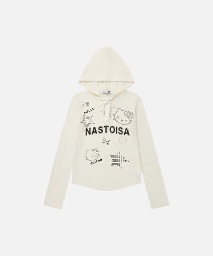 DAXUEN Cropped hooded long-sleeve top with pixelated graphics