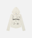 DAXUEN Cropped hooded long-sleeve top with pixelated graphics