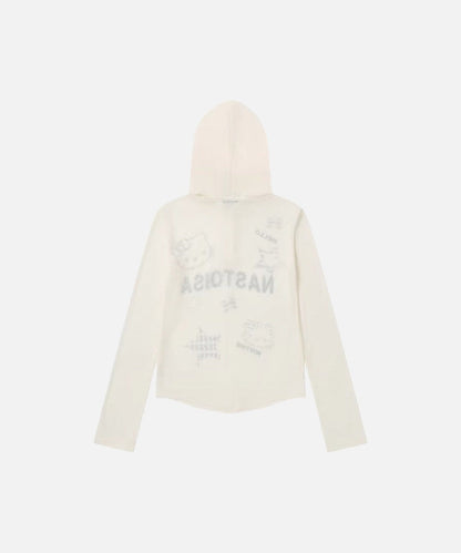 DAXUEN Cropped hooded long-sleeve top with pixelated graphics
