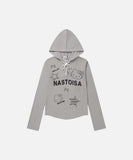 DAXUEN Cropped hooded long-sleeve top with pixelated graphics
