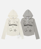 DAXUEN Cropped hooded long-sleeve top with pixelated graphics