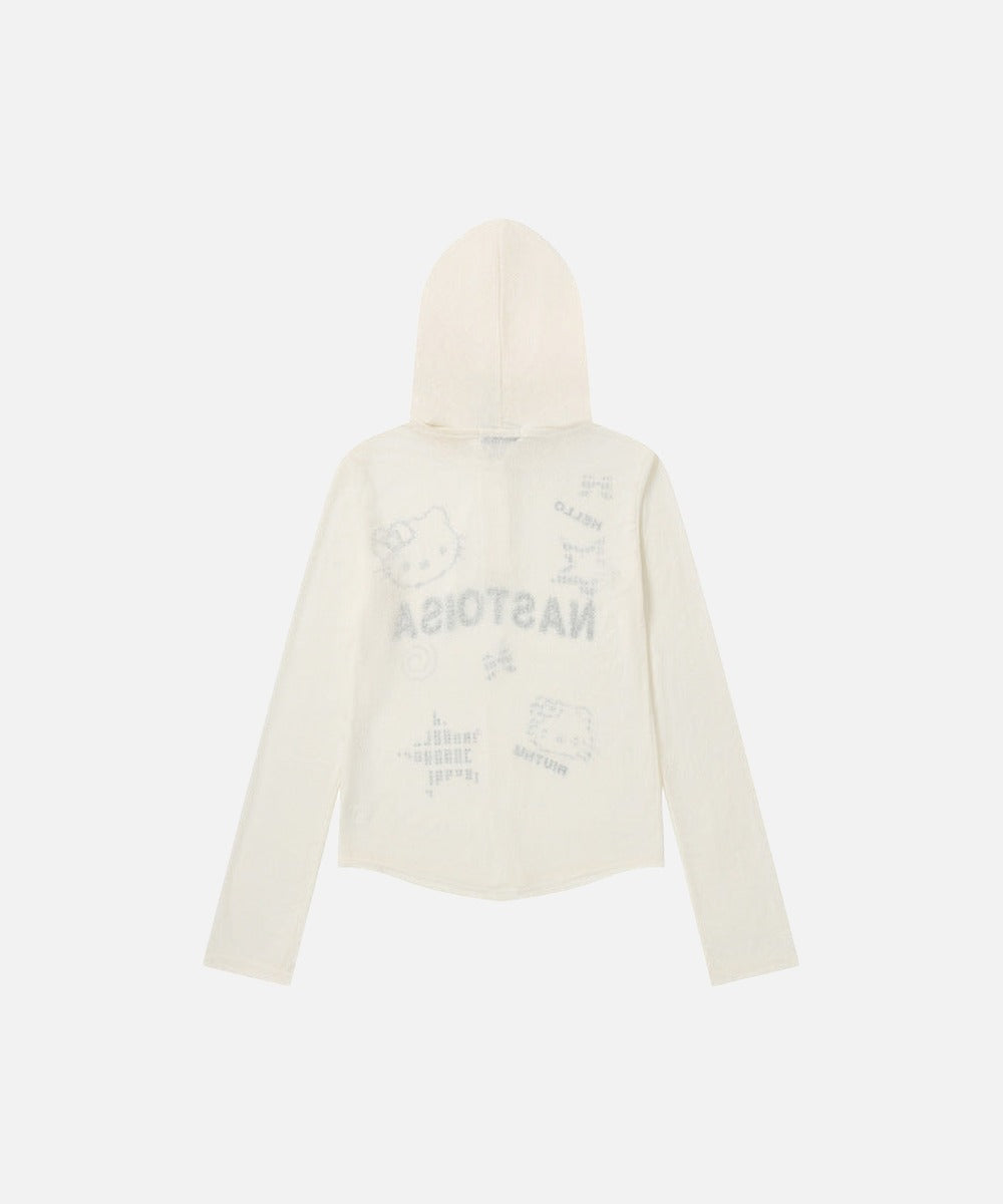DAXUEN Cropped hooded long-sleeve top with pixelated graphics