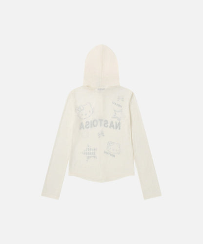DAXUEN Cropped hooded long-sleeve top with pixelated graphics