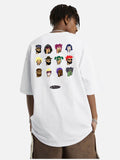 DAXUEN black pixelated portraits back graphic tee