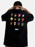 DAXUEN black pixelated portraits back graphic tee