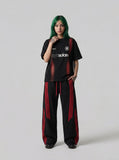 DAXUEN black pixelated red panel graphic t-shirt — model photo