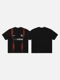 DAXUEN black pixelated red panel graphic t-shirt