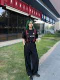 DAXUEN black pixelated red panel graphic t-shirt — model photo