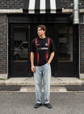 DAXUEN black pixelated red panel graphic t-shirt — model photo