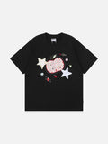 DAXUEN Loose-fitting plaid apple embroidered T-shirt