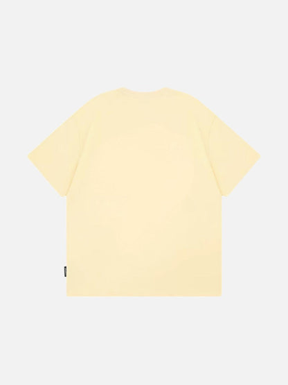 DAXUEN Loose-fitting plaid apple embroidered T-shirt