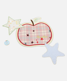 DAXUEN Loose-fitting plaid apple embroidered T-shirt
