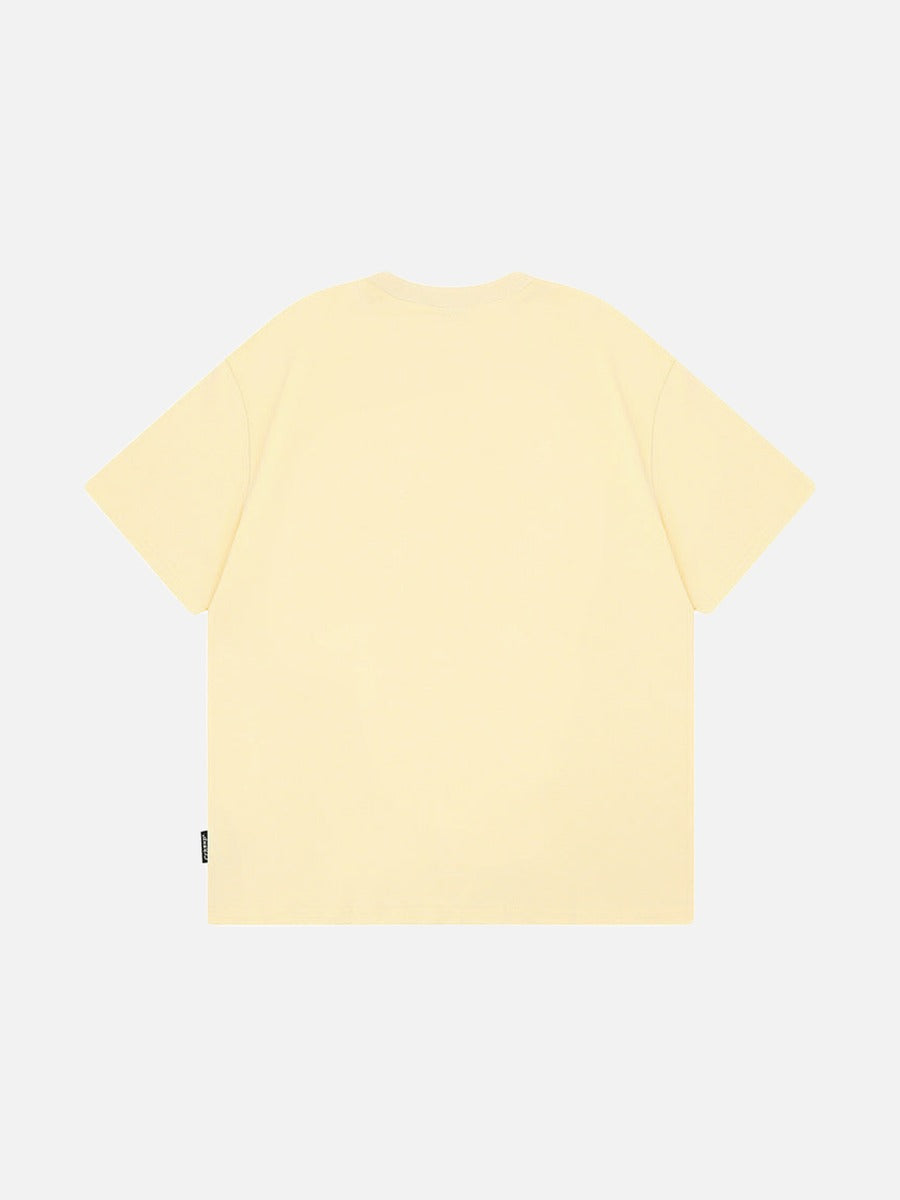 DAXUEN Loose-fitting plaid apple embroidered T-shirt