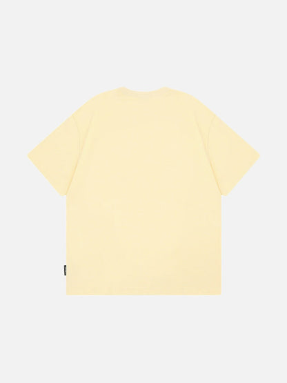 DAXUEN Loose-fitting plaid apple embroidered T-shirt