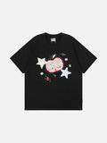 DAXUEN Loose-fitting plaid apple embroidered T-shirt