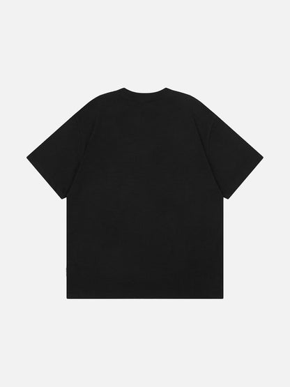 DAXUEN Loose-fitting plaid apple embroidered T-shirt