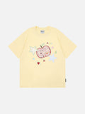 DAXUEN Loose-fitting plaid apple embroidered T-shirt