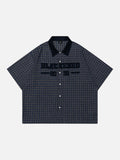 DAXUEN Men's short-sleeved plaid button-up shirt — model photo