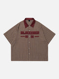 DAXUEN Men's short-sleeved plaid button-up shirt