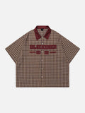 DAXUEN Men's short-sleeved plaid button-up shirt