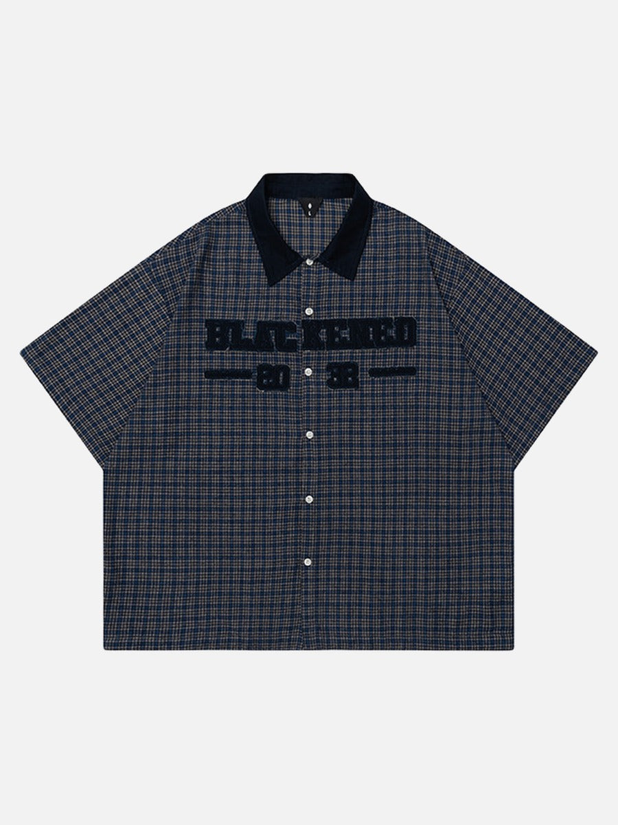 DAXUEN Men's short-sleeved plaid button-up shirt