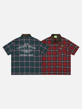 DAXUEN Plaid button-down shirt with embroidery