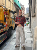 DAXUEN Plaid button-down shirt with embroidery — model photo