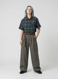 DAXUEN Plaid button-down shirt with embroidery — model photo