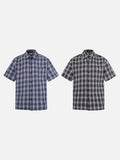 DAXUEN Short-sleeved plaid button-up shirt