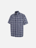 DAXUEN Short-sleeved plaid button-up shirt