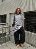DAXUEN Plaid button-up short sleeve shirt — model photo