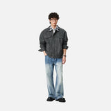 DAXUEN brown plaid-collared bomber jacket