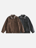 DAXUEN brown plaid-collared bomber jacket