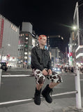 DAXUEN brown plaid-collared bomber jacket — model photo