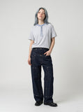 DAXUEN Men's short-sleeved T-shirt with plaid neckline detail — model photo