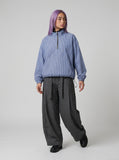 DAXUEN Plaid oversized pullover jacket with half-zip and pouch pocket — model photo